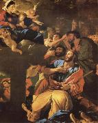 The Virgin of the Pilar and its aparicion to San Diego of Large Poussin